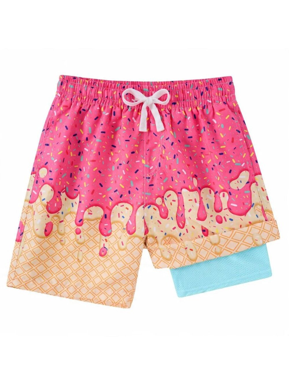 Westwolf Youth Size 18 Years XL Swim Trunks Ice Cream Drawstring Waffle Print